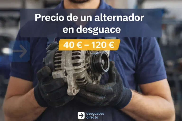 mecánico sujetando un alternador de coche usado en un taller