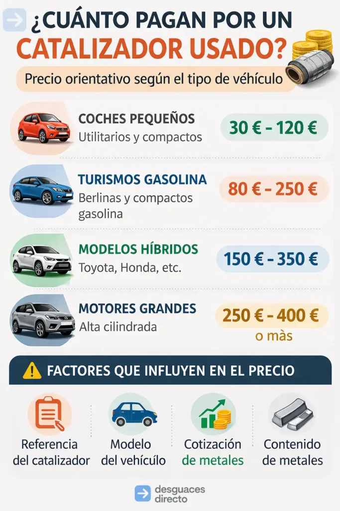 precio orientativo de catalizadores usados según tipo de vehículo