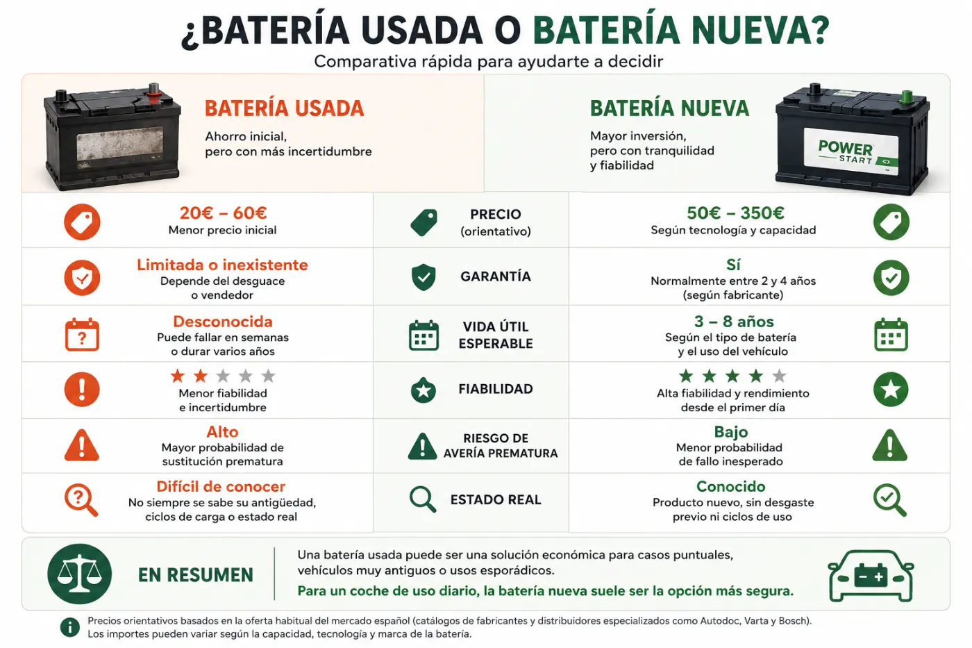 Batería usada vs batería nueva