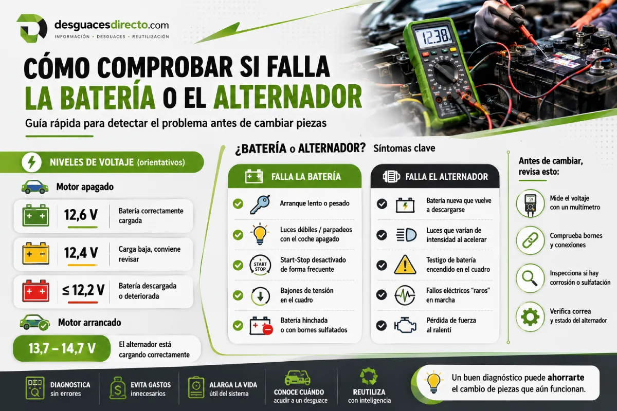 Cómo saber si falla la batería o el alternador
