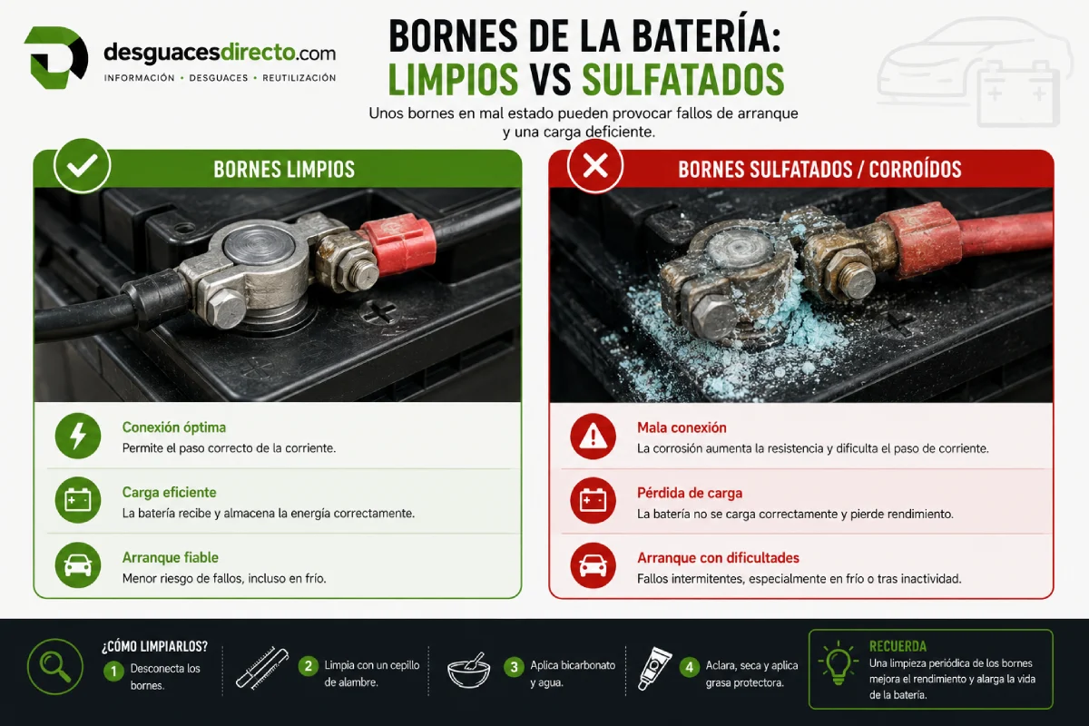 Comprueba los bornes de la batería